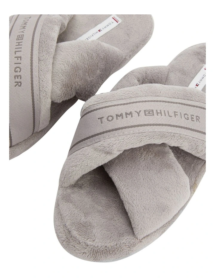Best Pirce π Tommy Hilfiger Logo Tape Strap Slippers In Grey 𧨠- Image 4