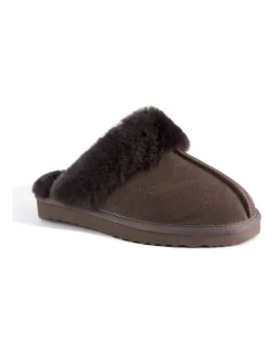 Coupon 😍 Aus Wooli Ugg Unisex Sheepskin Wool Sydney Slippers Chocolate ⭐