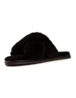 Coupon ❤️ Aus Wooli Ugg Sheepskin Wool Brighton Black Slippers 🌟