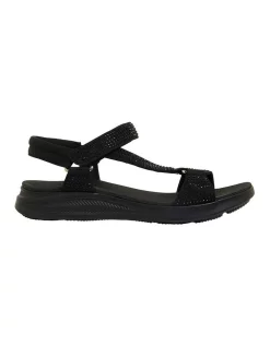 Best Sale 🥰 Active Flex By Easy Steps Naples Black Diamante 🩴 Sandals 🌟