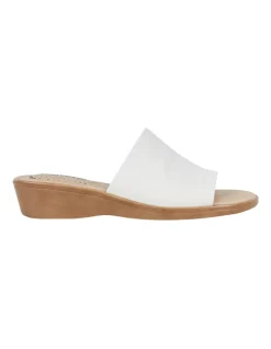 Cheapest 🎁 Hush Puppies Coco White Leather Low Heeled 🩴 Sandal ✔️