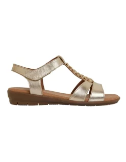 Top 10 👍 Active Flex By Easy Steps Baleno 🩴 Sandals In Soft Gold Leather 🌟