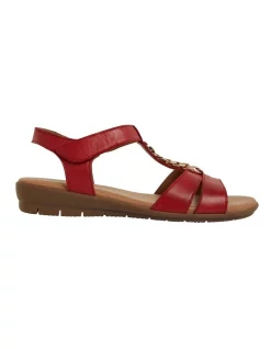 New ๐ Active Flex By Easy Steps Baleno ๐ฉด Sandals In Red Leather ๐งจ