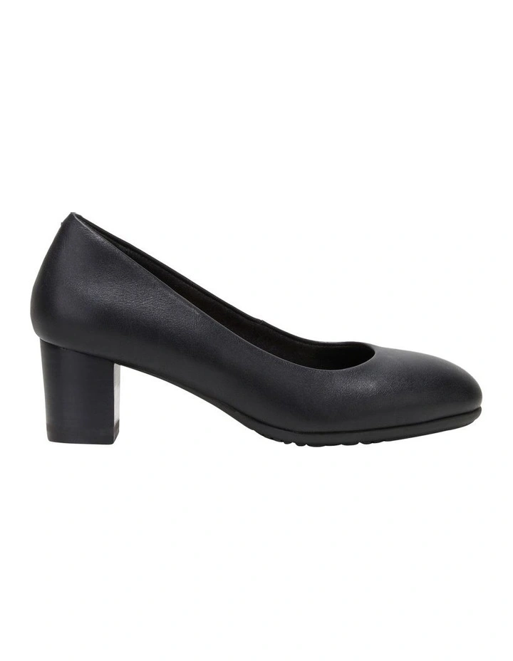 Discount βοΈ Hush Puppies The Block Heel Black Leather Heeled π Shoes π§¨