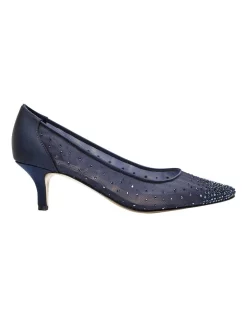 Hot Sale 😀 Alan Pinkus Spritz Bright Navy Satin Pump 💯